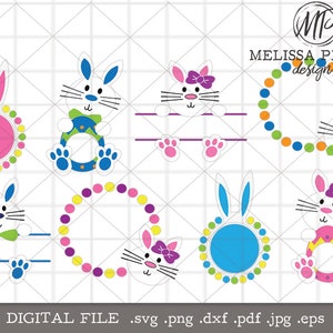Easter bunny monogram bundle svg, Boy bunny svg, girl bunny png, easter monogram svg, spring bunny cut file, silhouette file, cricut svg