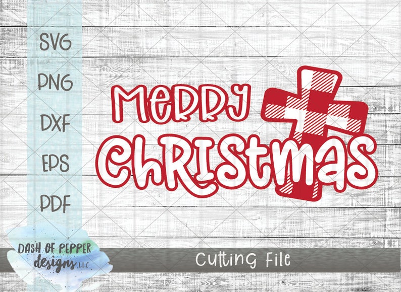 Download Merry Christmas SVG Buffalo Plaid Cross SVG | Etsy