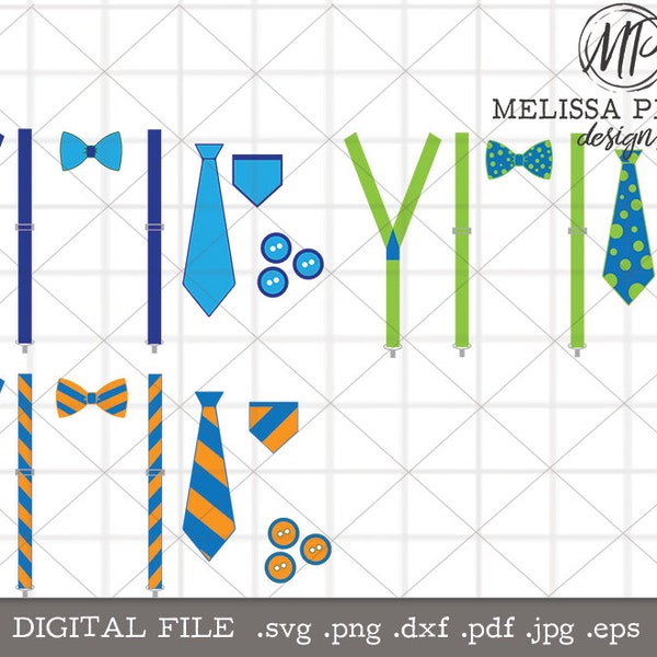 Mother's Day Suspenders Tie SVG, Spring Baby Suspenders design, Baby bow tie png eps, cute baby boy svg, blue green orange suspenders,svg