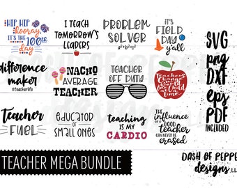 Teacher Mega SVG Bundle, 100 Day of School, Field Day, Last Day of School, Teacher Workout, Teacher Cup, Math teacher, Tomorrow's Leaders