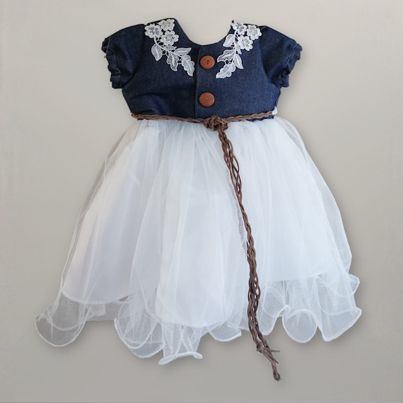 Madchen Jeans Outfit Denim Kleider Blumenmadchen Jeanskleid Etsy