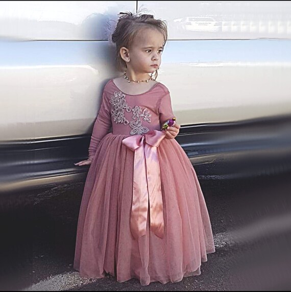 girls blush flower girl dress