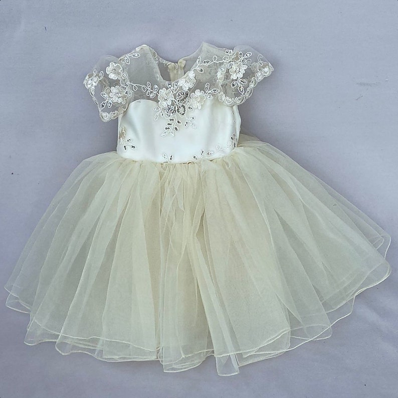 Ivory lace and tulle dress, Baptism dress, shops Christening dress, Special event dress, Baby girl formal dress, Fancy dress for baby