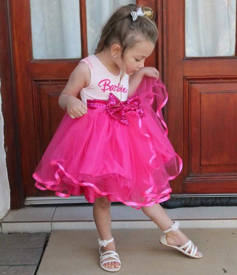 Vestido de tutú Barbie para niñas vestido de tutú rosa | Etsy
