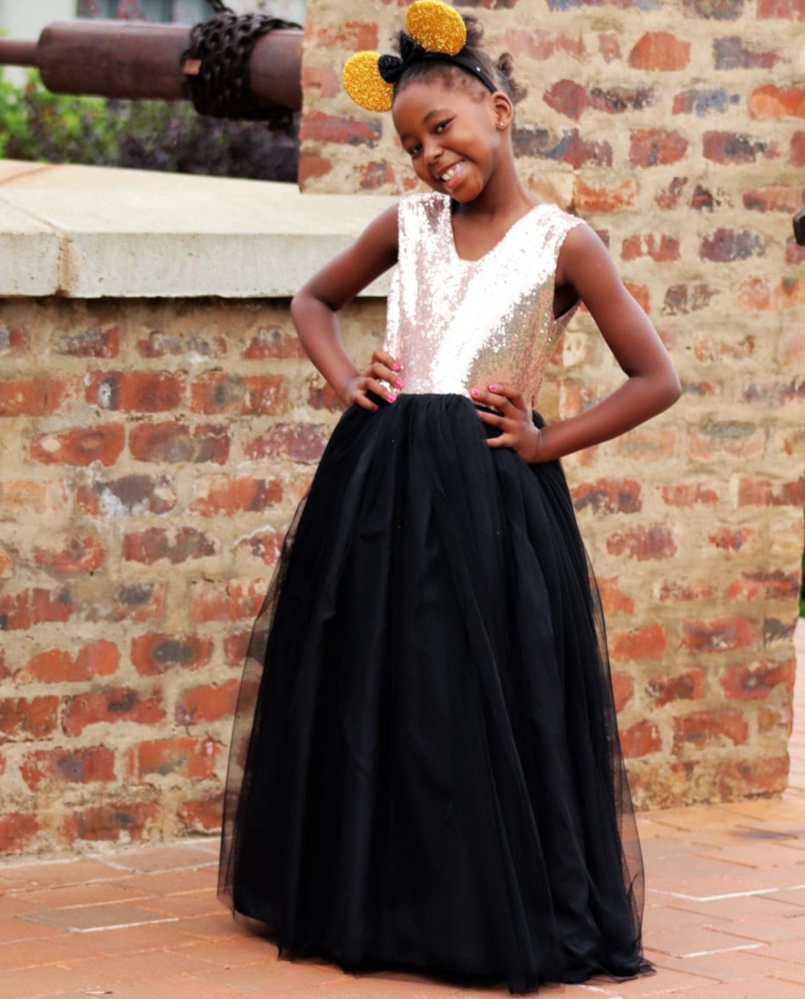 Gold and black flower girl dress Black and gold party dress Etsy