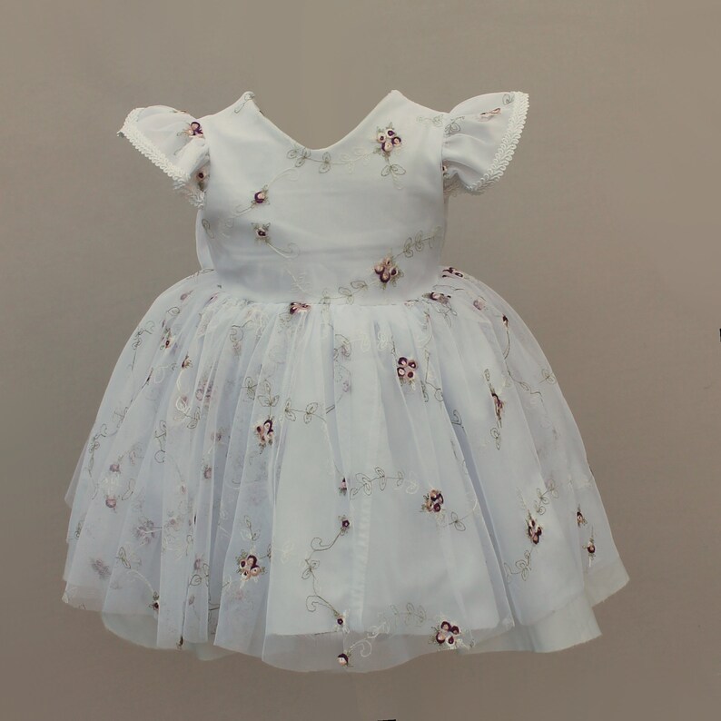 Baptism dress with pink flowers Baptism dress for baby girl Baptism dress for toddler girl Baptism gown girl Baptism outfit for girl