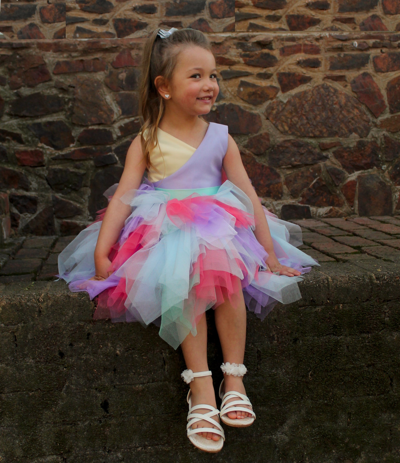 Pastel tutu dress Rainbow tutu dress Rainbow flower girl Etsy
