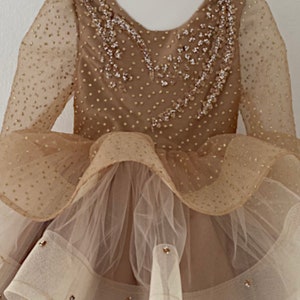 First birthday tutu dress Baby wedding gown Gold shimmer fancy dress Formal couture tutu dress for toddlers image 3