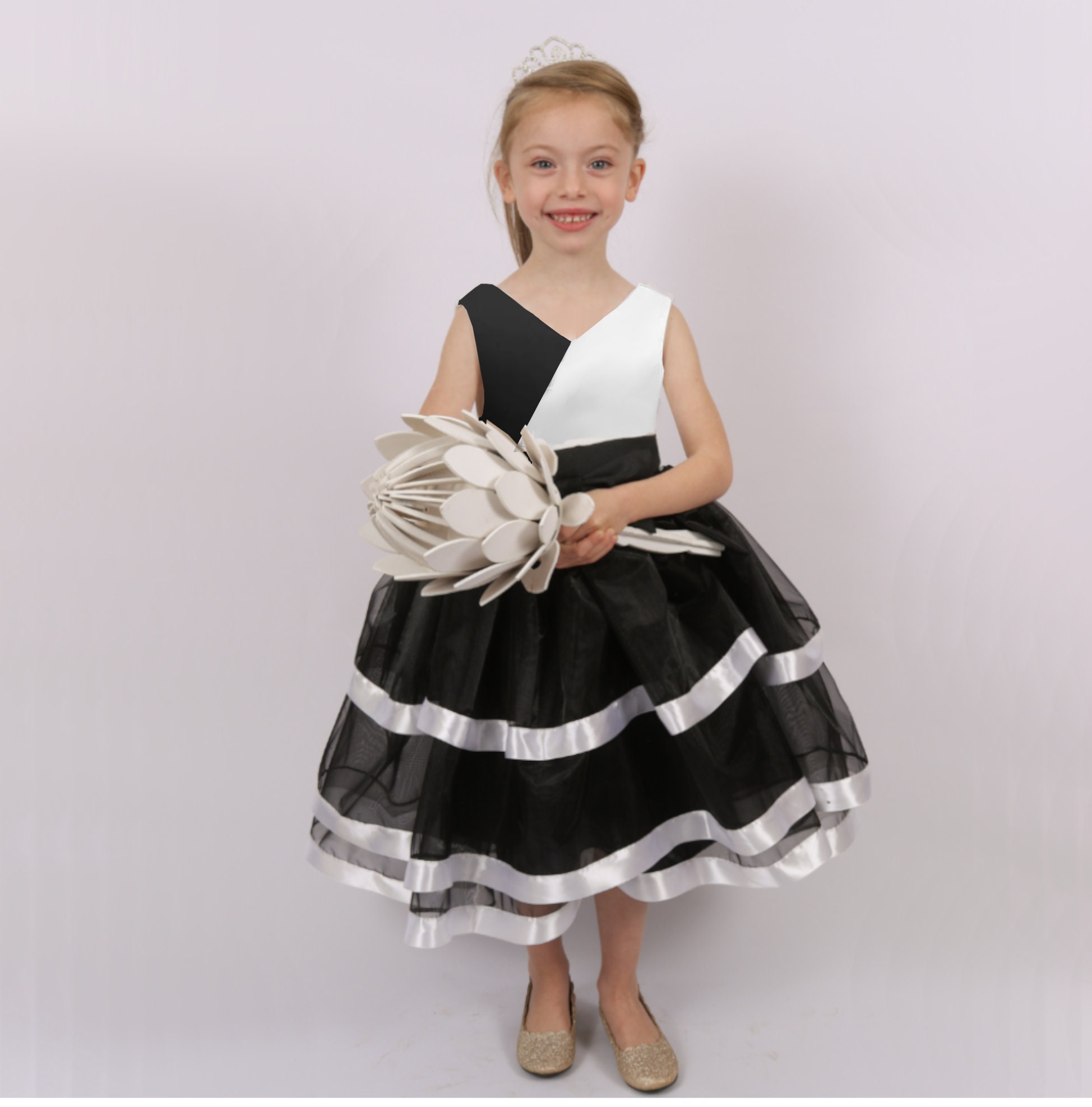 Black and white girls dress Birthday girl dress Tutu dress | Etsy