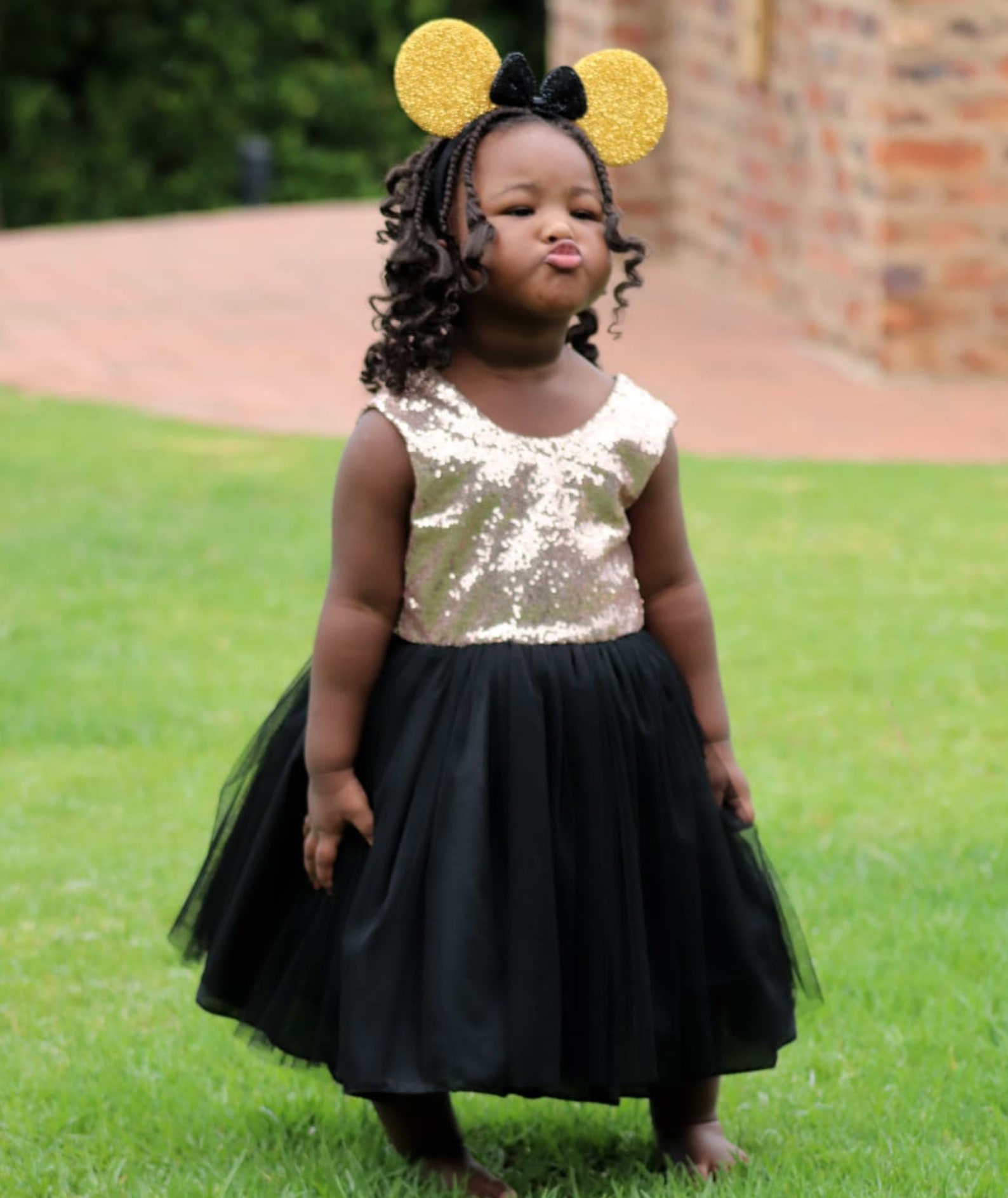 Gold and Black Flower Girl Dress Black and Gold Party Dress Etsy
