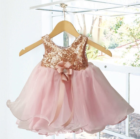 etsy rose gold flower girl dress