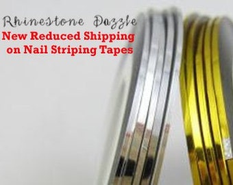 Gold striping nail tape, silver striping nail tape, nail decoration, nail design, nail art, diy nails, nail strips, metallic nail stickers