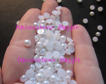 4mm white half pearls, decoden cabochons, white ABS half pearls