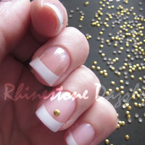 Gold circle nail studs sized 2mm for DIY, nail art design, metal studs, nail decoration, nail embellishments