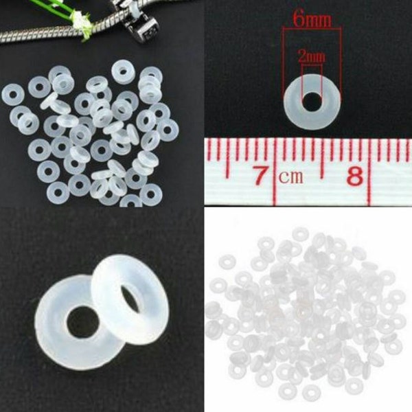 Clear silicone bracelet stopper rings for Pandora bracelets and European snake bracelets - Quantity 10 pcs, 25 pcs