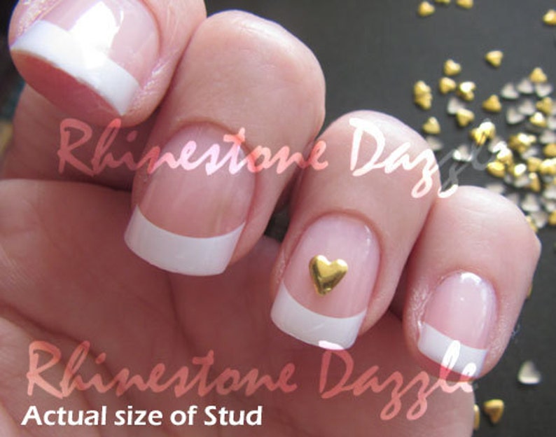 4mm Gold Heart Nail Studs Nail Art 3d Nail Design Diy Etsy