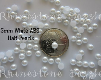 5mm white half pearls, decoden cabochons, white abs half pearls