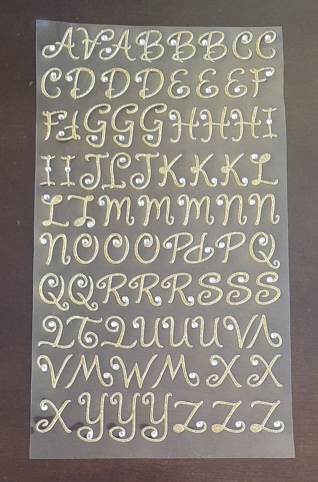 Gold Glitter Letter Stickers With Rhinestones 78 Pcs Alphabet Stickers