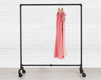 Clothing Rack | Rolling Clothes Rack | Garment Rack | Clothing Storage | Industrial Pipe Rolling Clothing Rack | Pipe | FAST FREE SHIPPING