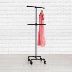 Clothes Rack | Rolling Clothing Rack | Garment Rack | Clothing Storage Organization | Industrial Pipe Clothing Rack | FAST FREE SHIPPING!!!