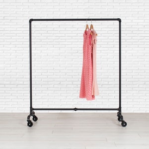 Clothing Rack | Rolling Clothes Rack | Garment Rack | Clothing Storage | Industrial Pipe Rolling Clothing Rack | Pipe | FAST FREE SHIPPING