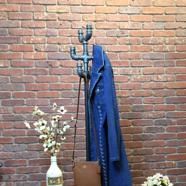 Industrial Coat Rack Stand Vintage Style Clothing Pipe Rack