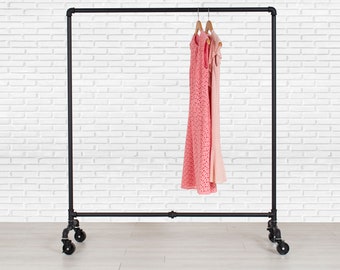 Clothes Rack Pipe | Rolling Clothing Rack | Garment Rack | Clothing Organization | Industrial Pipe Rolling Clothes Rack | FAST FREE SHIPPING
