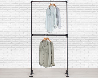 Garment Rack | Double Rail Clothes Rack | Clothing Rack | Industrial Pipe Clothes Rack | Clothing Storage | Pipe Rack | FAST FREE SHIPING!!!