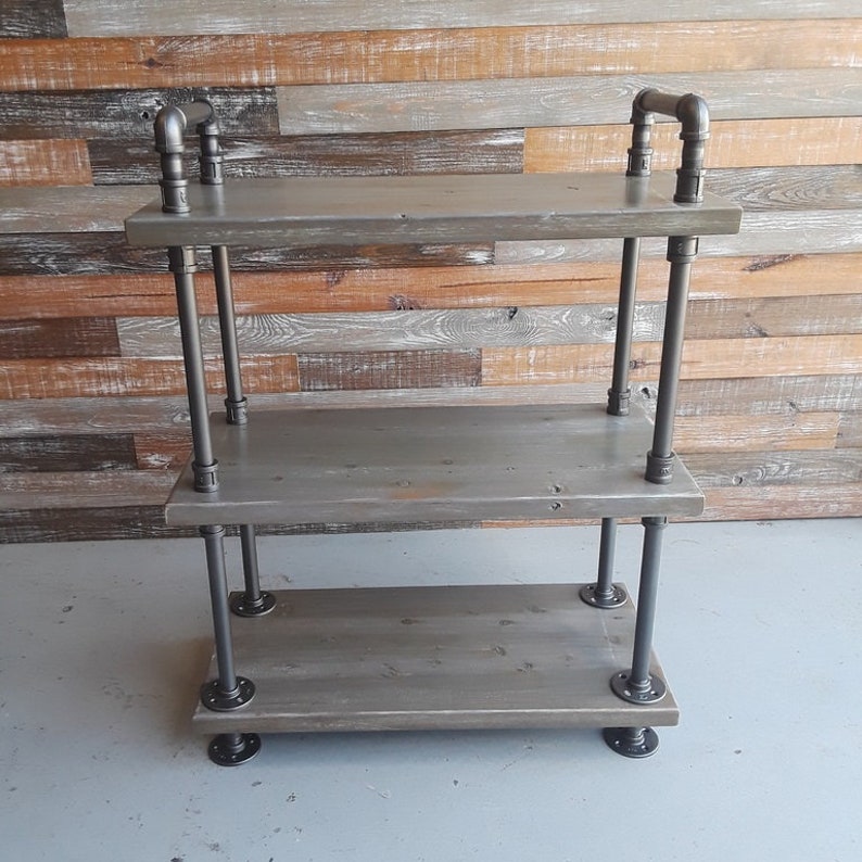 Industrial Style Bar Cart with Pipe and Rustic Wood Shelves Etsy