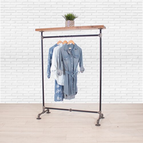 Industrial Pipe Clothing Rack With Cedar Wood Shelving by Etsy