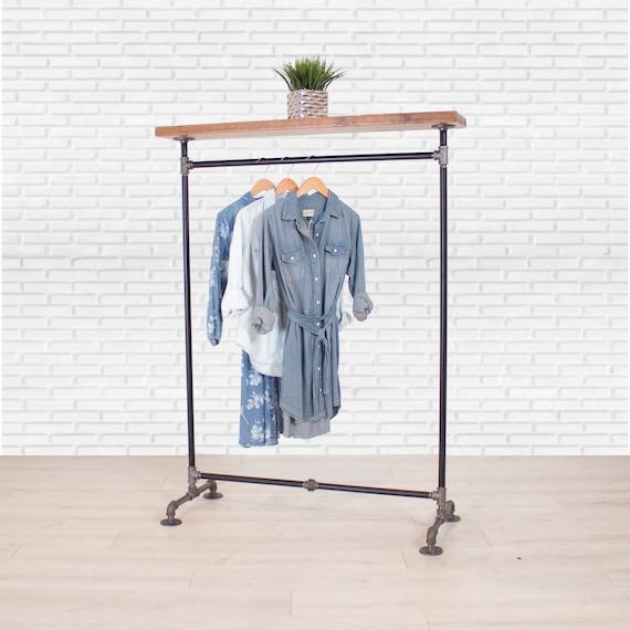 Industrial Pipe Clothing Rack Heavy Duty Clothes Rail Hanging Rack Display  Shelf