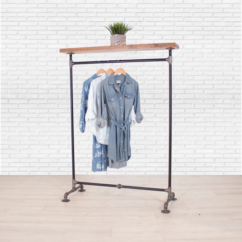 Industrial Pipe Clothing Rack With Top Shelf Storage and - Etsy