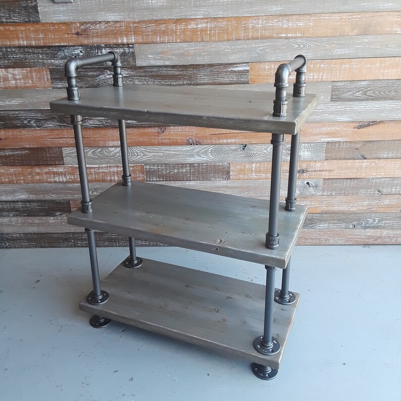 Industrial Style Bar Cart With Pipe and Rustic Wood Shelves Etsy