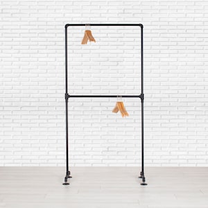 Clothes Rack Double Rail Clothing Rack Garment Rack Industrial Pipe Clothes Rack Clothing Storage Pipe Rack FREE SHIPING image 2