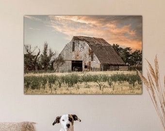 Rustic Decor Old Barn Photo Canvas - Barn Photography Print - Rustic Office Decor Wall Art - Old Barn Print - Large Vintage Barn Canvas