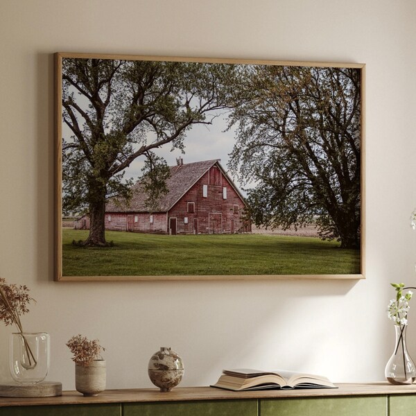 Old Barn Photography - Rustic Red Barn Print - Old Barn Canvas Wall Art - Rustic Office Decor Print - Rustic Barn Photo Country Kitchen Art