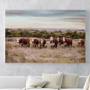 Ranch House Decor - Hereford Cow Canvas - Cattle Photo Print - Western Decor Framed Cow Art - Hereford Cattle Photography - Cow Art