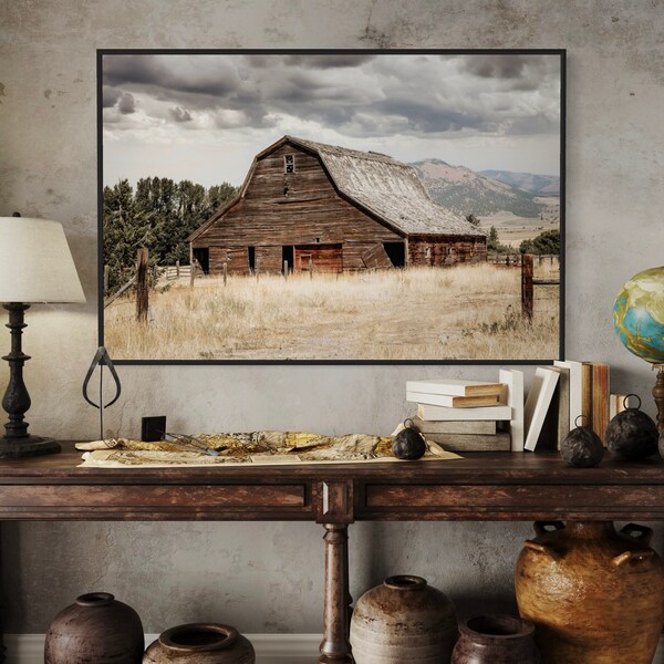 Old Barn Wall Art Canvas Print - Barn Photography - Old Wooden Barn - Farmhouse Decor Rustic Barn Print - Western Office Decor Print