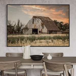 Rustic Decor Old Barn Photo Canvas - Barn Photography Print - Rustic Office Decor Wall Art - Old Barn Print - Large Vintage Barn Canvas