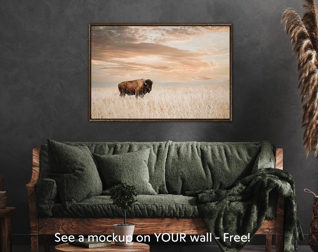 Prairie Print Bison Canvas Buffalo Photo Print Large Western Decor Wall ...