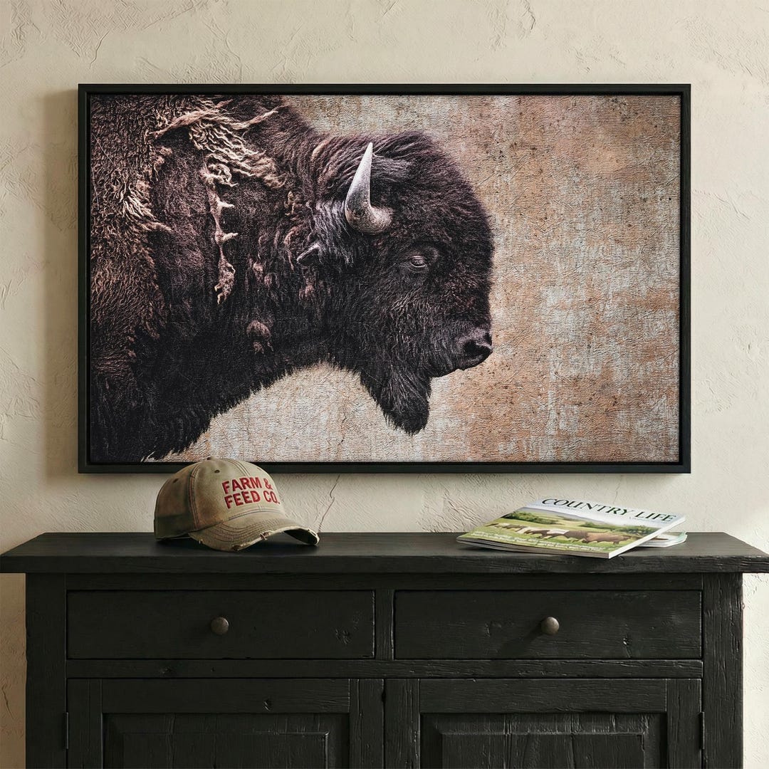 Buffalo Artwork for Western Living Room Decor - Luxury Bison Canvas Art ...