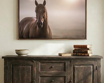 Float Framed Horse Wrapped Canvas Wall Art - Contemporary Western Office Decor Horse Print - Cowboy Wall Art - Gift for Cowgirl Horse Lover