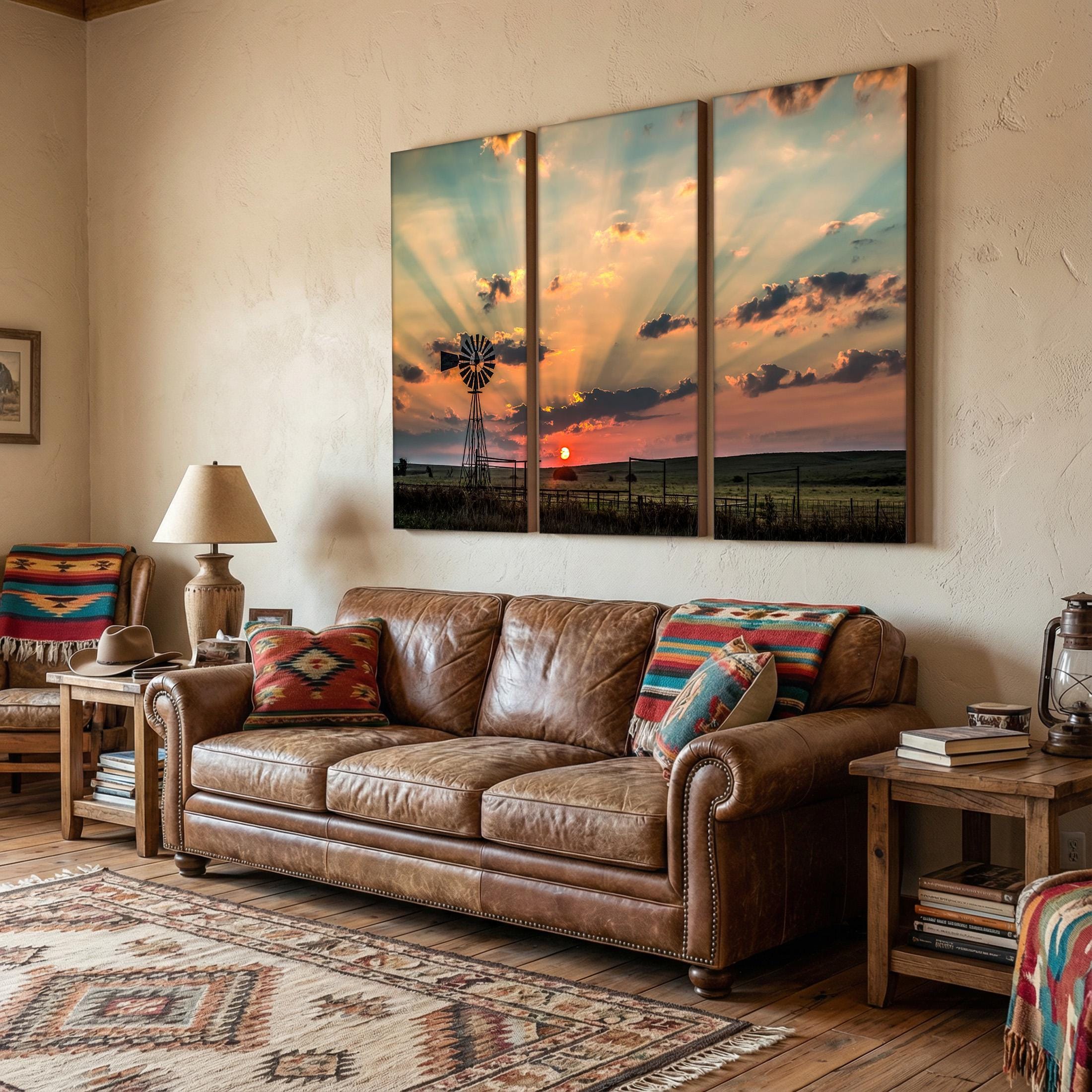 Western Home Decor - Large Canvas Wall Art for Rustic Living Room