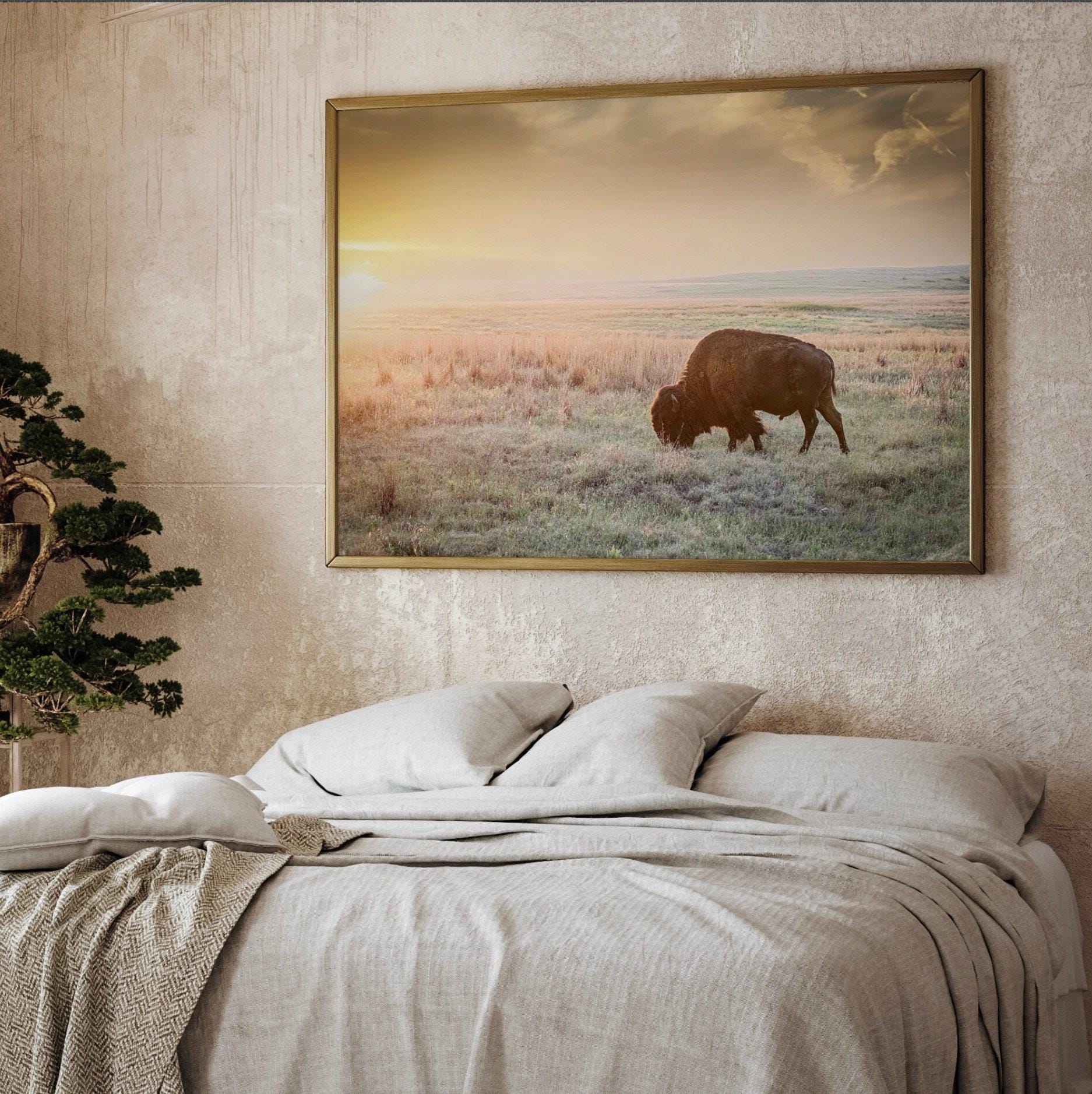 Buffalo Canvas Print - Bison Wall Art - Western Office Decor - Large ...