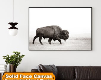 Bison Wall Art - Buffalo Wall Art - Minimalist Decor Sepia Canvas Print - American Bison Modern Western Art - Minimal Style Buffalo Photo