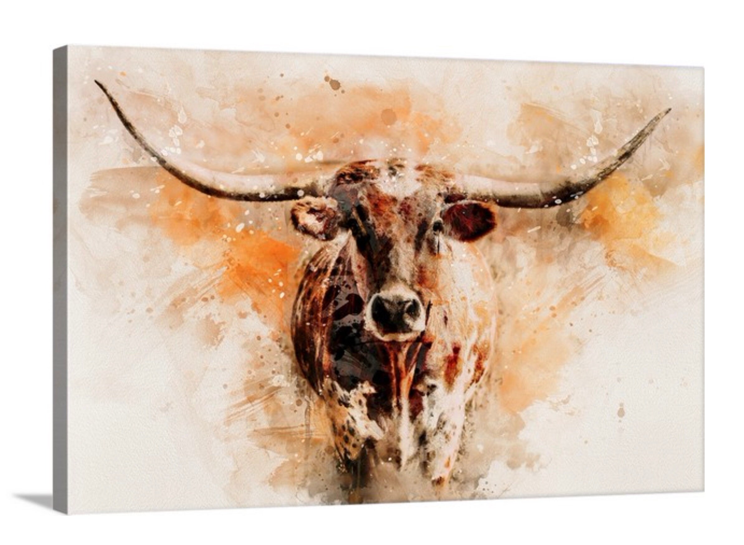 Longhorn Wall Art Watercolor Longhorn Canvas Art Print Etsy