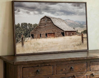 Old Barn Wall Art Canvas Wrap Print - Barn Photography - Old Wooden Barn - Farmhouse Decor Rustic Barn Print - Western Office Decor Print