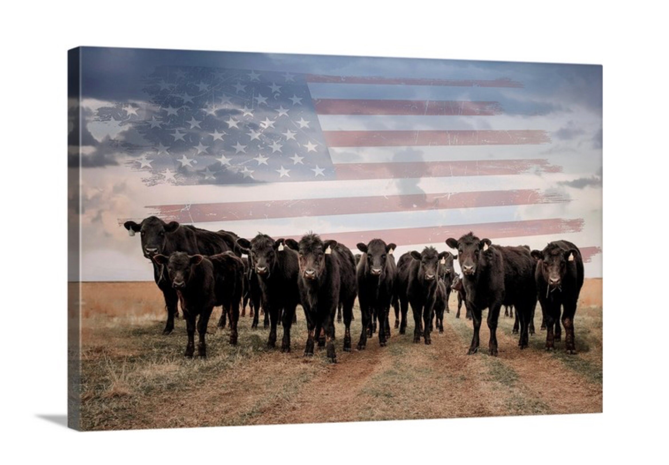 Angus cattle and American Flag patriotic western wall decor Etsy