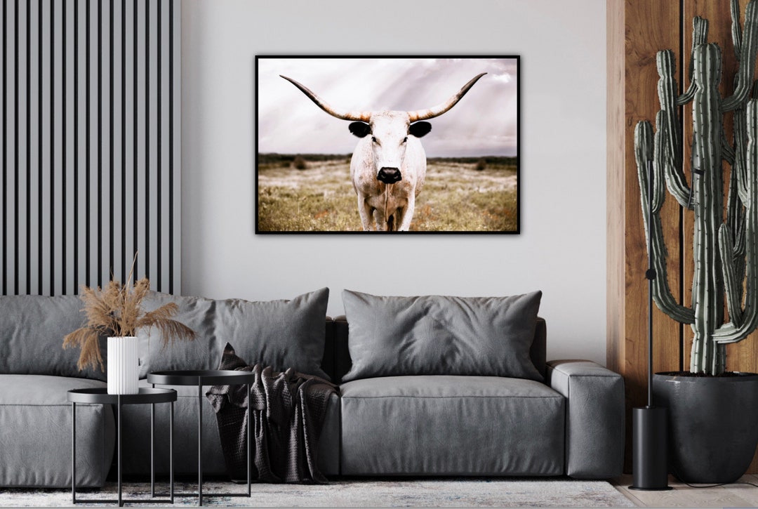 Longhorn Decor Texas Longhorn Cow Canvas Print. Western Home - Etsy