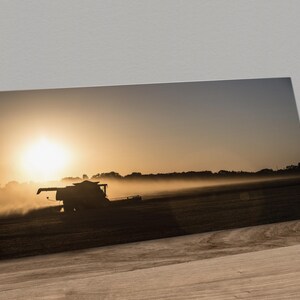 Farm Wall Art Panorama - Oklahoma Wheat Harvest Print - Farm Decor Canvas Wall Art - John Deere Combine Photo - Oversize Farmhouse Canvas Canvas-Unframed